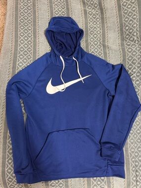 Nike Royal Blue Pullover Hoodie with White Swoosh